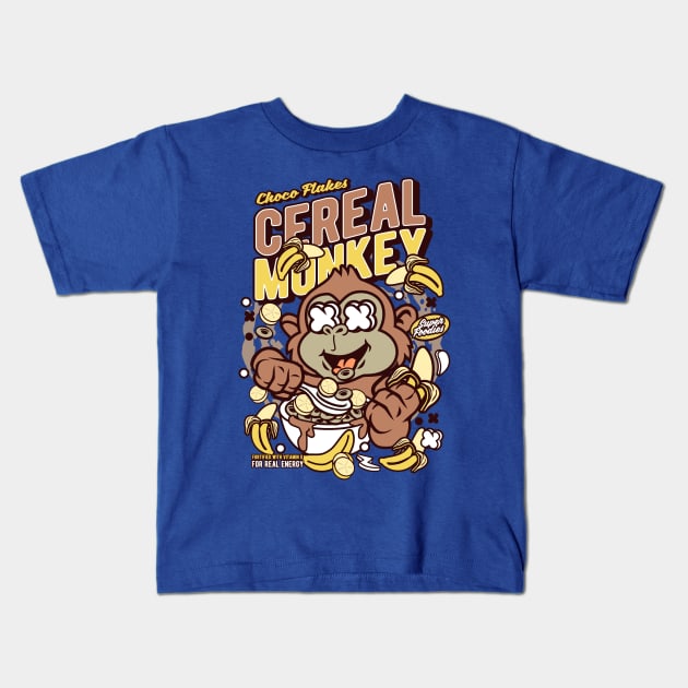 Cereal Monkey Kids T-Shirt by Asocool